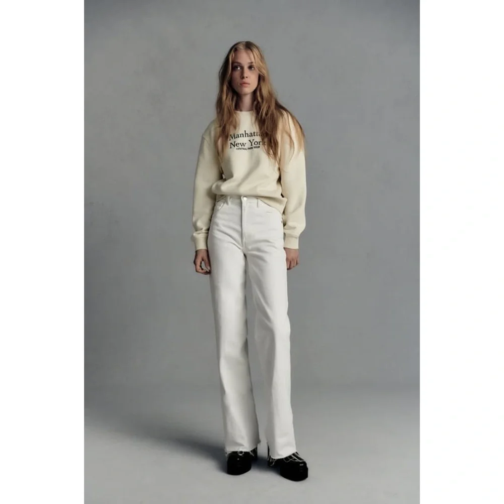 Zara Wide Leg White Jeans - Picture 1 of 5